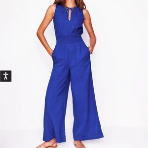 Boden Smocked Double Cloth Jumpsuit NWOT